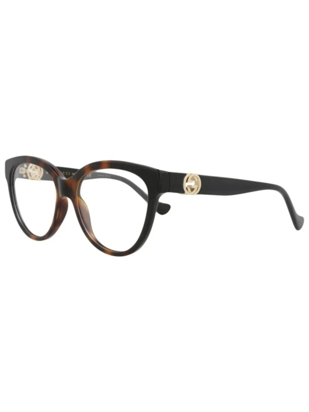 New Gucci Women's Eyeglasses Square Rectangle Injection Frame Havana Black